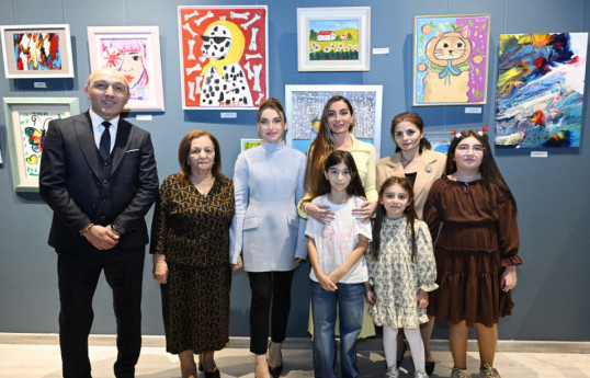 Arzu Aliyeva and Alena Aliyeva attend “10 Years Lived in Colors” exhibition