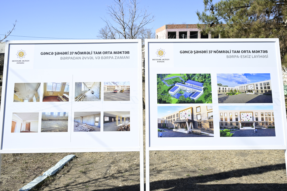 First Vice-President Mehriban Aliyeva reviewed reconstruction of Ganja city secondary school No.37