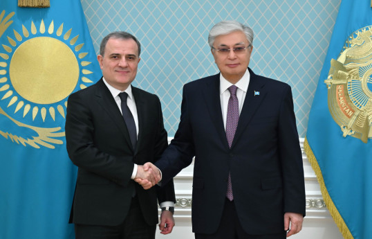 Minister of Foreign Affairs of Azerbaijan, Jeyhun Bayramov,  President of Kazakhstan, Kassym-Jomart Tokayev