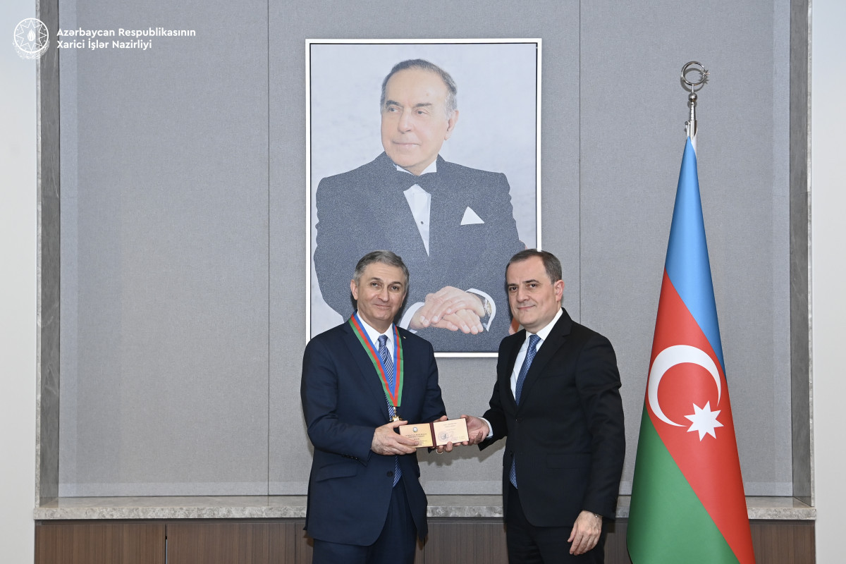 Ambassador Extraordinary and Plenipotentiary of the State of Palestine to the Republic of Azerbaijan, Nasir Abdul Karim Abdul Rahman, Minister of Foreign Affairs of the Republic of Azerbaijan, Jeyhun Bayramov
