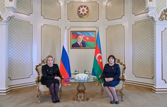 Speaker of the Milli Majlis Sahiba Gafarova, Chairperson of Russia's Federation Council Valentina Matviyenko