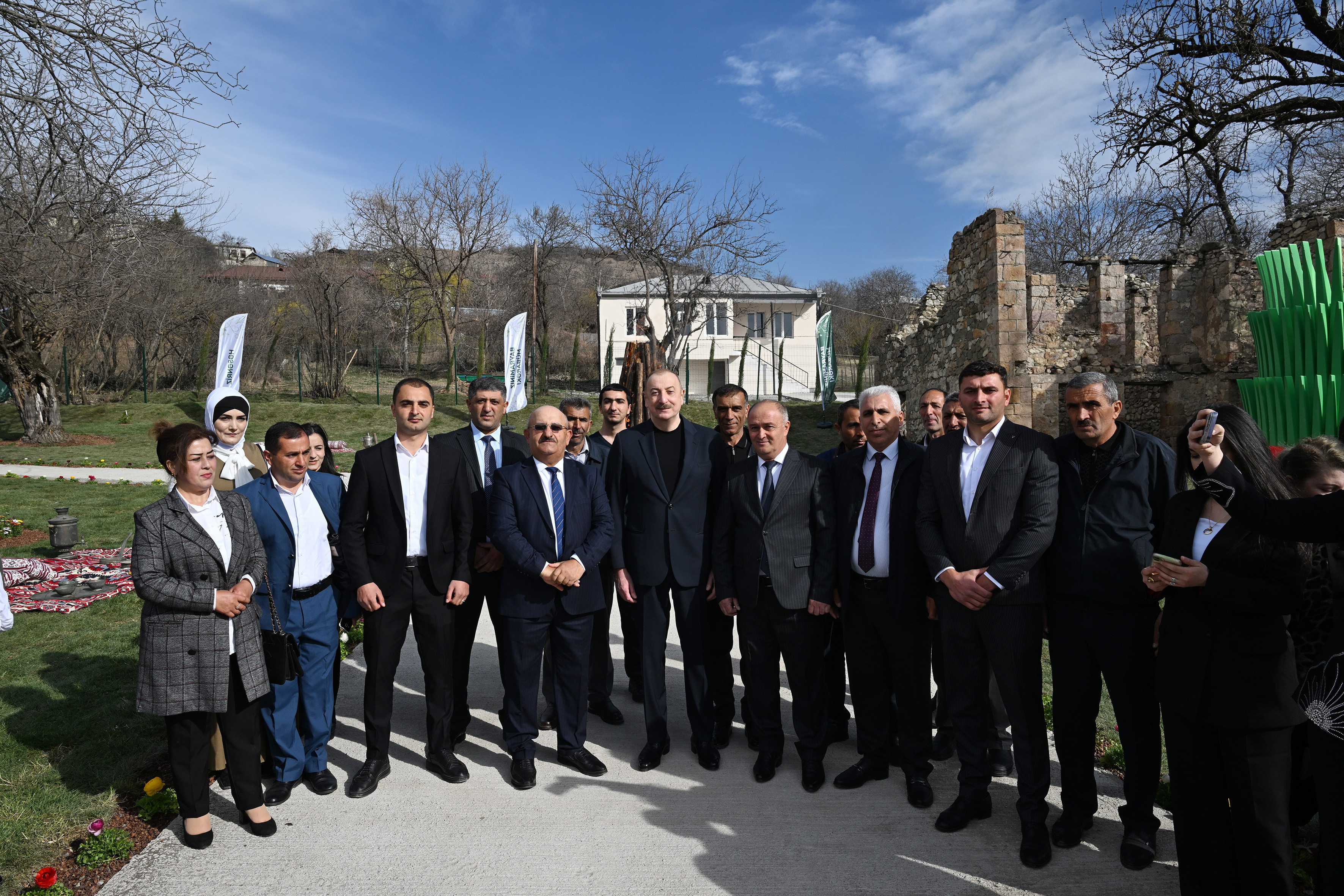 President Ilham Aliyev and First Lady Mehriban Aliyeva lit Novruz bonfire together with residents of Hasanriz village in Aghdara-UPDATED 