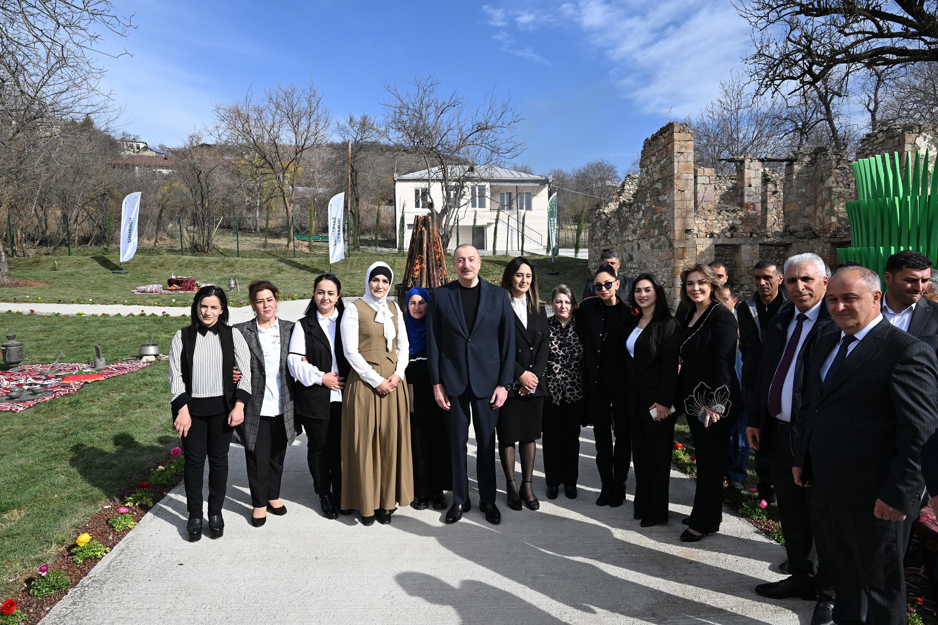 President Ilham Aliyev and First Lady Mehriban Aliyeva lit Novruz bonfire together with residents of Hasanriz village in Aghdara-UPDATED 