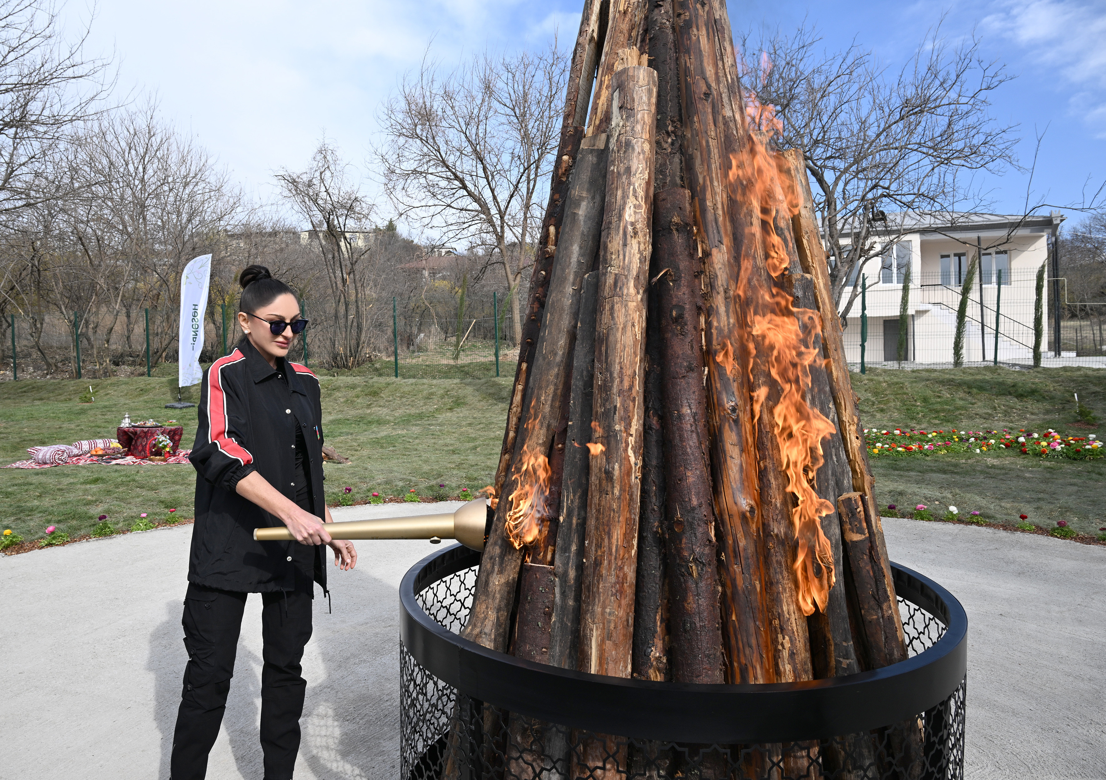 President Ilham Aliyev and First Lady Mehriban Aliyeva lit Novruz bonfire together with residents of Hasanriz village in Aghdara-UPDATED 