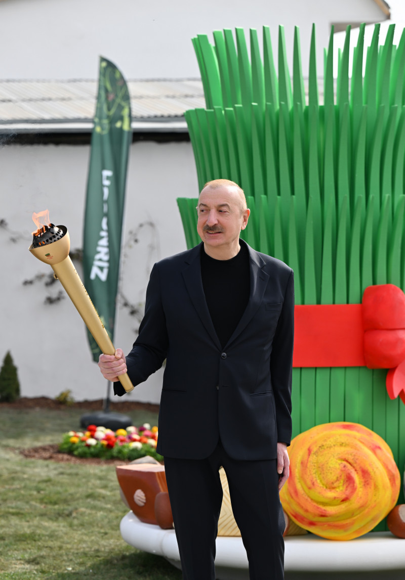 President Ilham Aliyev and First Lady Mehriban Aliyeva lit Novruz bonfire together with residents of Hasanriz village in Aghdara-UPDATED 