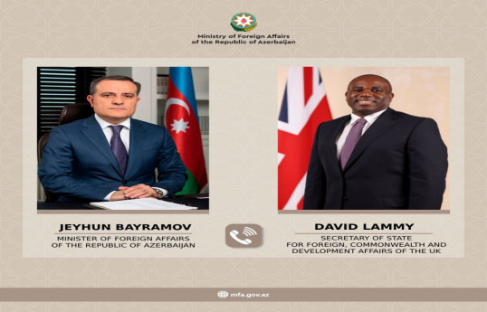 Minister of Foreign Affairs of the Republic of Azerbaijan, Jeyhun Bayramov, UK Secretary of State for Foreign, Commonwealth, and Development Affairs, David Lammy
