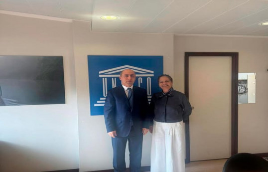 Minister of Science and Education Emin Amrullayev, Lidia Brito, Assistant Director-General for Natural Sciences at UNESCO