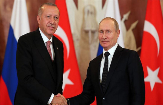 Recep Tayyip Erdoğan President of the Republic of Türkiye and Vladimir Putin, President of the Russian Federation