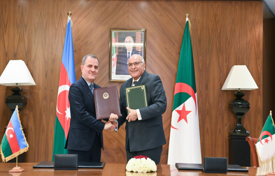 Minister of Foreign Affairs of the Republic of Azerbaijan Jeyhun Bayramov and the Minister of State, Minister of Foreign Affairs, National Community Abroad and African Affairs of the People's Democratic Republic of Algeria, Ahmed Attaf