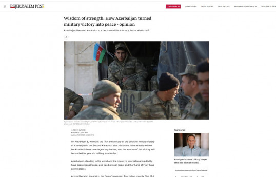 “Jerusalem Post” on Victory Day: Azerbaijan strengthens peace and stability in the region