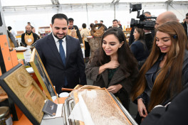 Leyla Aliyeva and Arzu Aliyeva attend exhibition-sale fair of beekeeping products