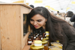 Leyla Aliyeva and Arzu Aliyeva attend exhibition-sale fair of beekeeping products
