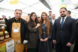 Leyla Aliyeva and Arzu Aliyeva attend exhibition-sale fair of beekeeping products