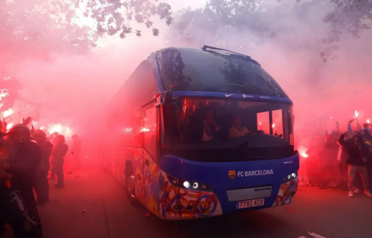 Bus carrying Barcelona fans caught fire in Belgium