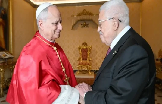 Pope Leo and Mahmoud Abbas, President of the State of Palestine