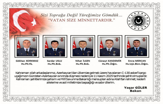 Turkish Ministry of National Defense revealed names of Turkish servicemen killed in plane crash