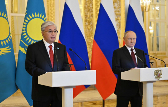 President of Kazakhstan Kasim Jomart Tokayev, President of Russia Vladimir Putin