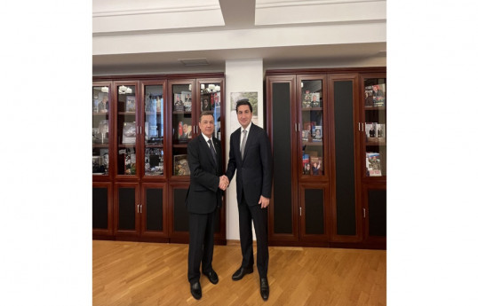 Assistant to the President of the Republic of Azerbaijan - Head of the Department of Foreign Policy Affairs of the Presidential Administration of the Republic of Azerbaijan Hikmat Hajiyev, Ambassador of Turkmenistan to Azerbaijan Gurbanmammet Elyasov