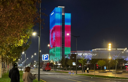 A projection of the Azerbaijani flag has been displayed on buildings in the streets of Tashkent-PHOTO 