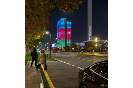 A projection of the Azerbaijani flag has been displayed on buildings in the streets of Tashkent-PHOTO 