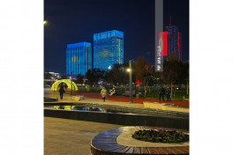 A projection of the Azerbaijani flag has been displayed on buildings in the streets of Tashkent-PHOTO 