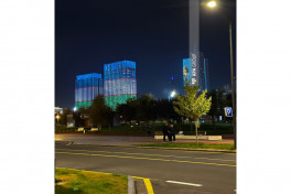 A projection of the Azerbaijani flag has been displayed on buildings in the streets of Tashkent-PHOTO 