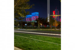 A projection of the Azerbaijani flag has been displayed on buildings in the streets of Tashkent-PHOTO 
