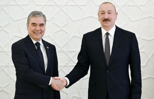 National Leader of the Turkmen People, Chairman of the Halk Maslakhaty of Turkmenistan Gurbanguly Berdimuhamedov, Azerbaijani President Ilham Aliyev