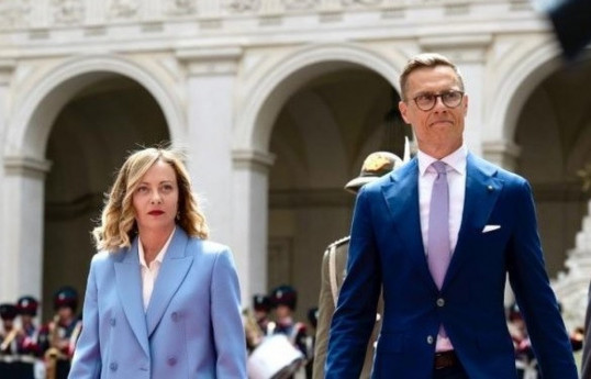 Italian Prime Minister Giorgia Meloni  and Finnish President Alexander Stubb