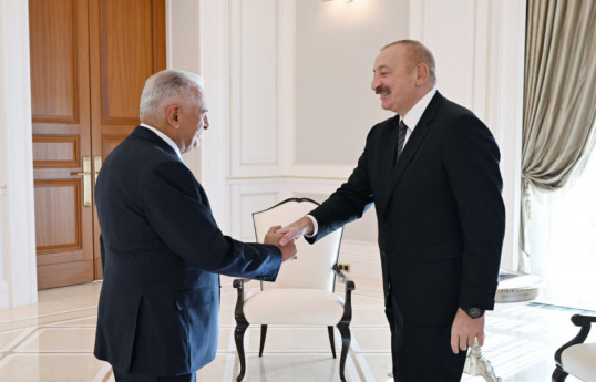Binali Yıldırım, the Chairman of the Council of Elders of the Organization of Turkic States (OTS) and President of the Republic of Azerbaijan, Ilham Aliyev