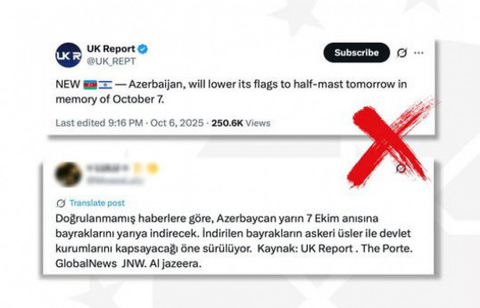 Türkiye labels reports about flags being lowered in Azerbaijan on Israel-Hamas war anniversary as fake
