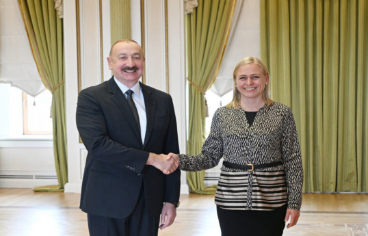 President of the Republic of Azerbaijan, Ilham Aliyev and  Elina Valtonen, the current Chairperson-in-Office of the OSCE and Minister of Foreign Affairs of the Republic of Finland 