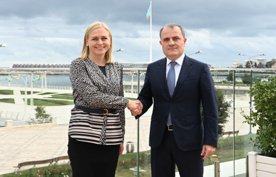 Minister of Foreign Affairs of the Republic of Azerbaijan, Jeyhun Bayramov, and Minister of Foreign Affairs of Finland and the OSCE Chairperson-in-Office, Elina Valtonen