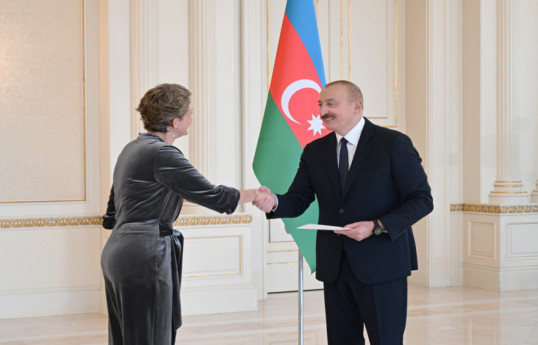 Ambassador Extraordinary and Plenipotentiary of the Kingdom of the Netherlands to Azerbaijan, Marianne de Jong and President of the Republic of Azerbaijan Ilham Aliyev