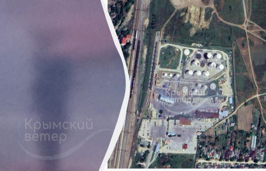 Drone strikes hit Crimea overnight, Hvardiiske oil base ablaze