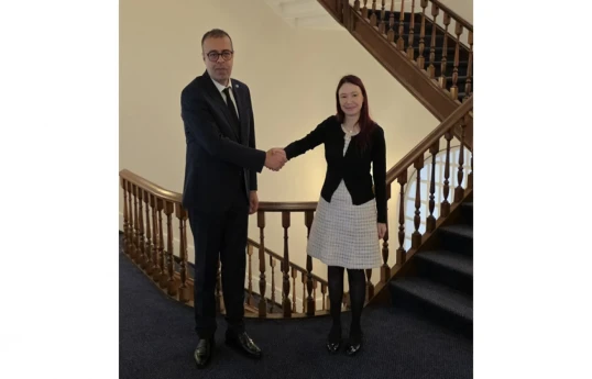 Head of Mission of the Republic of Azerbaijan to NATO Jafar Huseynzada, and Secretary General of the NATO Parliamentary Assembly Benedetta Berti