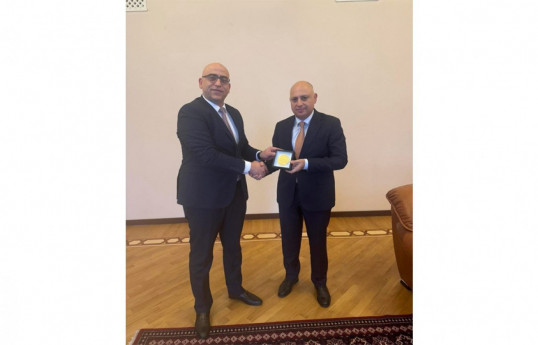 Ambassador of the State of Palestine to the Republic of Azerbaijan, Ahmed Metani, and Deputy Minister of Foreign Affairs of the Republic of Azerbaijan, Samir Sharifov