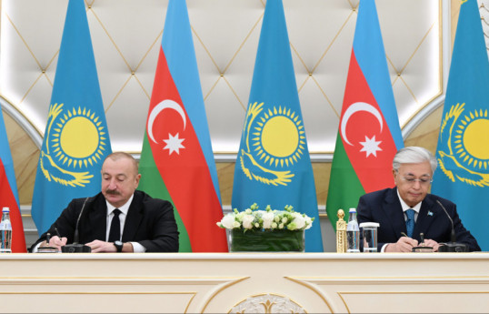 President of the Republic of Azerbaijan Ilham Aliyev  and President of the Republic of Kazakhstan Kassym-Jomart Tokayev