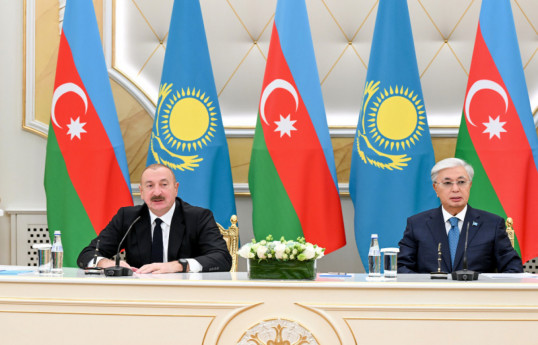 President of Azerbaijan Ilham Aliyev and President of Kazakhstan Kassym-Jomart Tokayev
