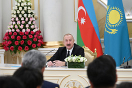 Presidents of Azerbaijan and Kazakhstan delivered press statements -PHOTO -UPDATED 