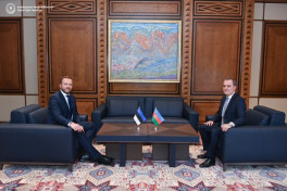 Estonia's Minister of Foreign Affairs Margus Tsahkna and Azerbaijan's Minister of Foreign Affairs Jeyhun Bayramov