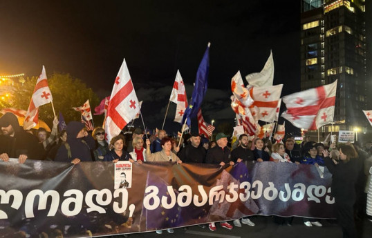 Protest march - "Until the End, Until Victory!" underway from Republic Square to Rustaveli Avenue
