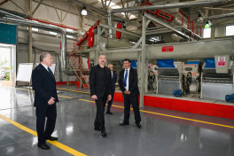 President Ilham Aliyev visited cotton processing plant in Sabirabad