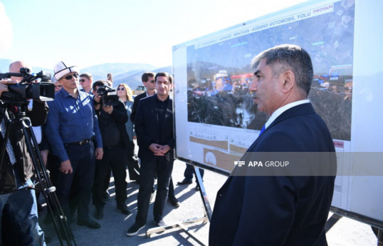 Foreign diplomats inspect progress on Horadiz-Aghband highway -PHOTO 