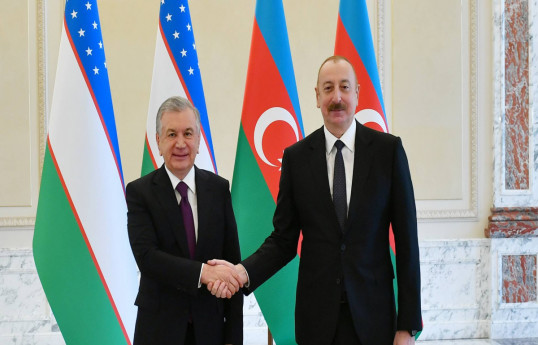 President of the Republic of Uzbekistan, Shavkat Mirziyoyev, Ilham Aliyev, President og the Republic of Azerbaijan