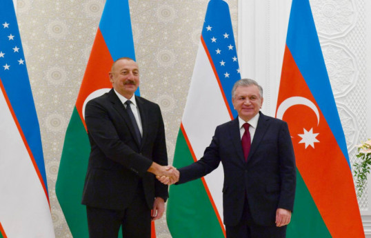 Ilham Aliyev, President of the Republic of Azerbaijan, and Shavkat Mirziyoyev, President of the Republic of Uzbekistan