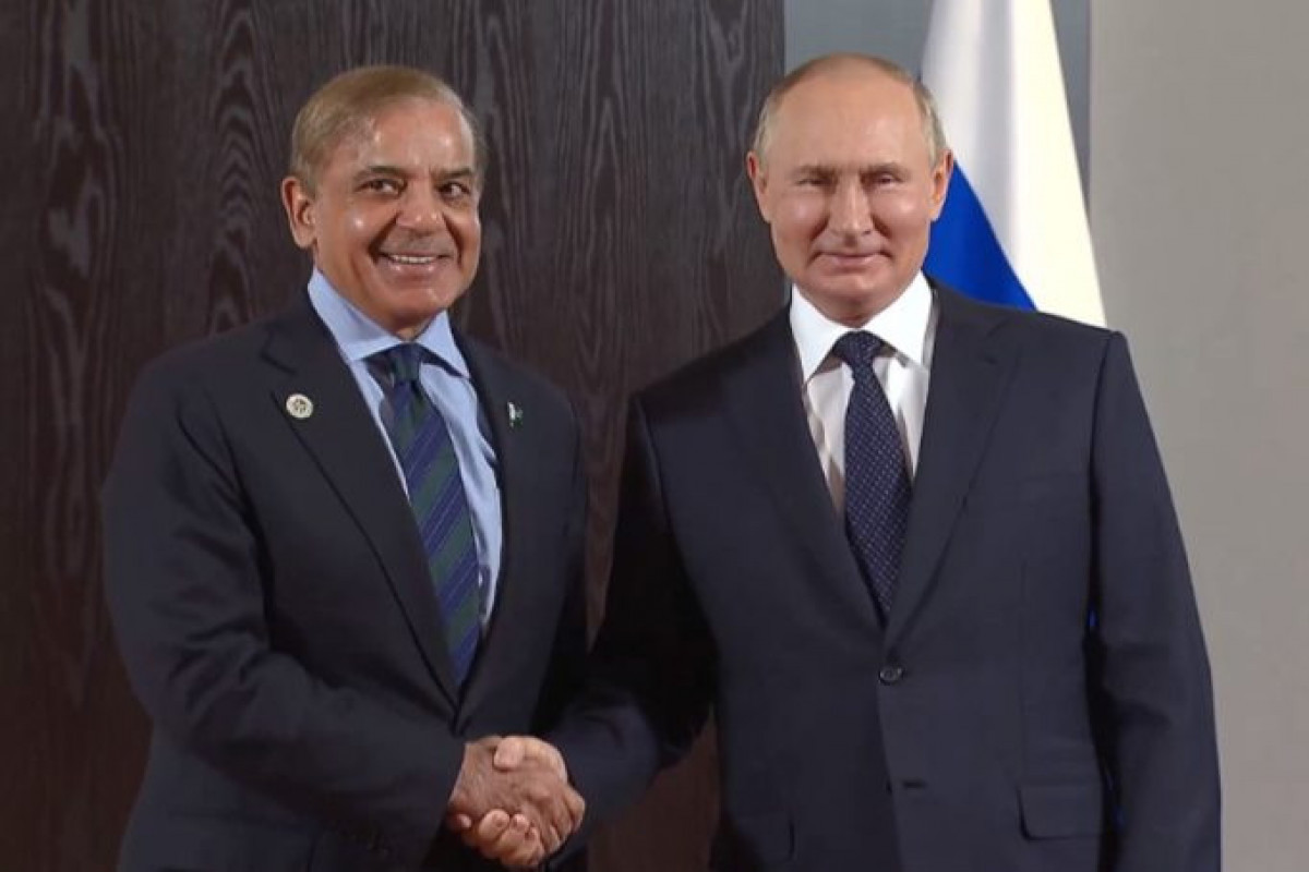 Pakistani Prime Minister Shehbaz Sharif and Vladimir Putin, President of the Russian Federation