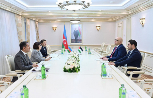 Azerbaijan parliament speaker meets ambassadors of Palestine and Jordan