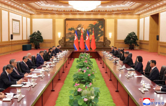 North Korean leader Kim Jong Un and Chinese President Xi Jinping attend a bilateral summit in Beijing, China September 4, 2025.