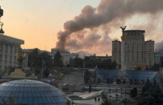 Russian attack sparks fire at Ukraine's government building in Kyiv